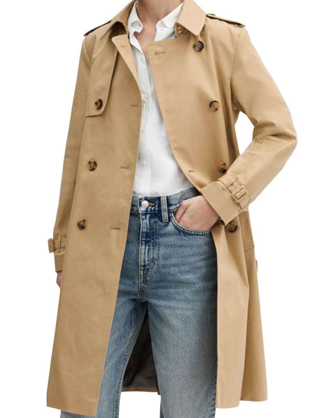 Mango Double Breasted Cotten Trench Coat with Belt